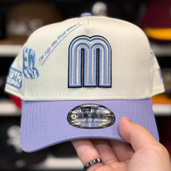 New Era Mexico WBC 'NE Anniversary' A-Frame 9FIFTY Snapback Creme/Lavender - Picture 2 of 5
